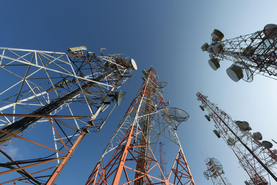 Telecommunication towers from below