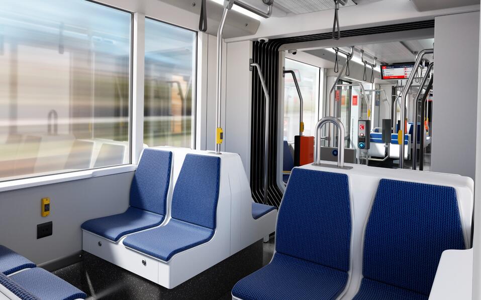 Innnenraum der neuen Straßenbahnen